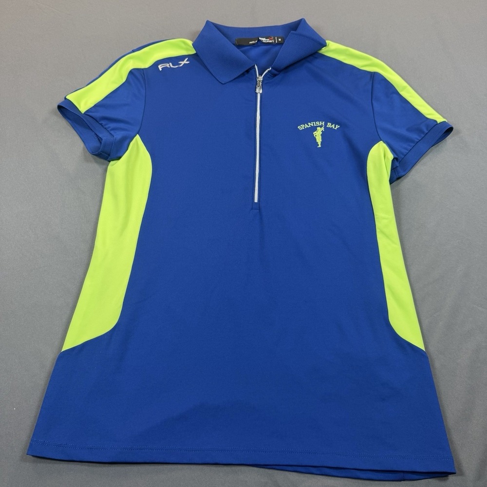 RLX Ralph Lauren Women's Medium Short Sleeve Quarter-Zip Shirt Golf Spanish Bay